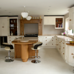 This Kitchen is Contemporary with Traditional Twist. European Oak and painted Farrow & Ball Pointing alongside Creme Stellar Silestone Worktops.