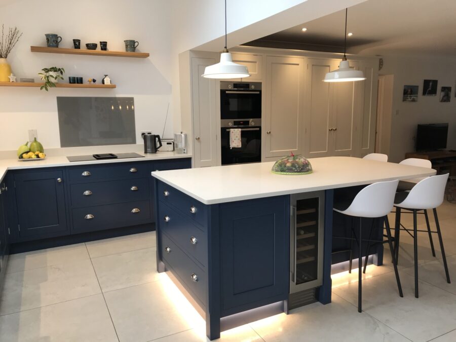 Beautiful Blue Contemporary Bespoke Kitchen from Knights Country Kitchens